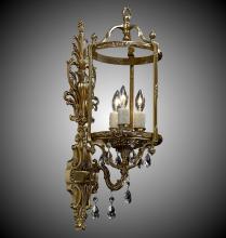  WS2284-O-04G-ST - 3 Light 8 inch Lantern Wall Sconce with Clear Curved glass & Crystal
